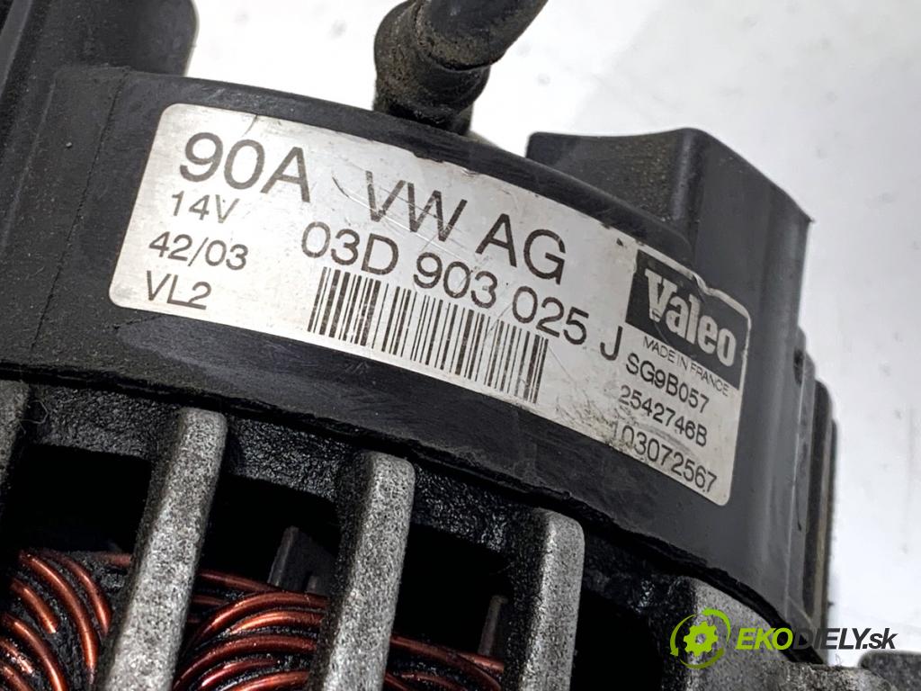 VW POLO IV 9N liftback 2003 47 kW 1.2 12V 1198 Alternátor 03D903025J (Alternátor)