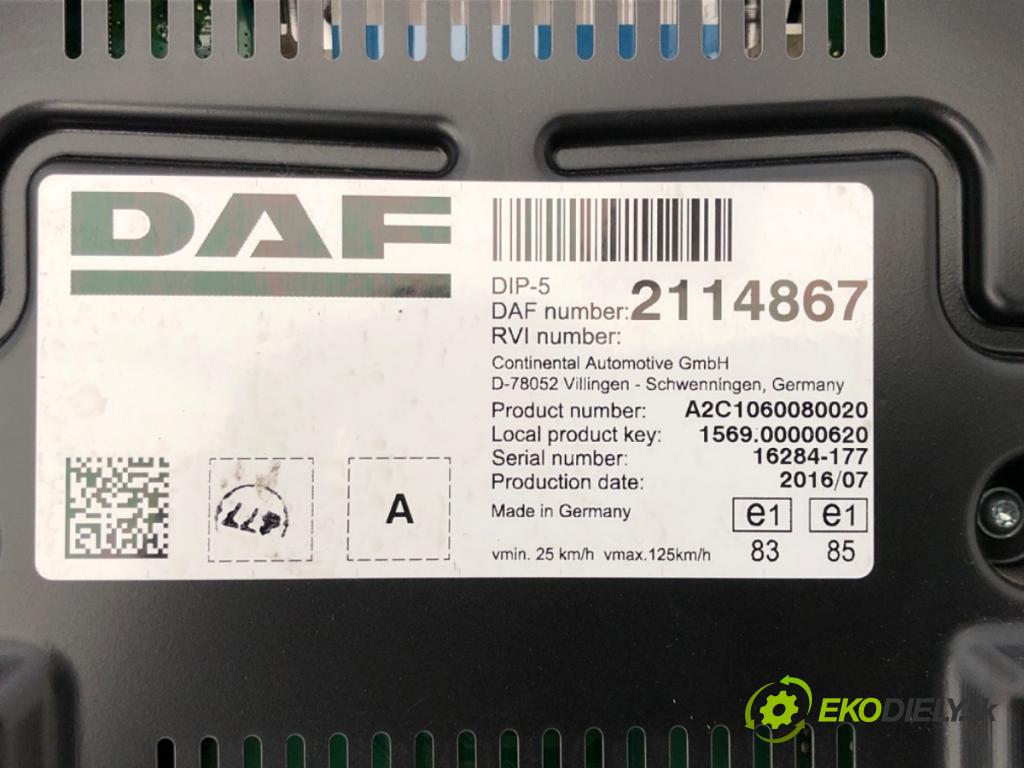 DAF XF Ciągnik siodłowy 2016 340 kW FT 460 340 kW [462 KM] olej napędowy 2012 - 2022 12900 Prístrojovka 2114867 (Prístrojová doska)