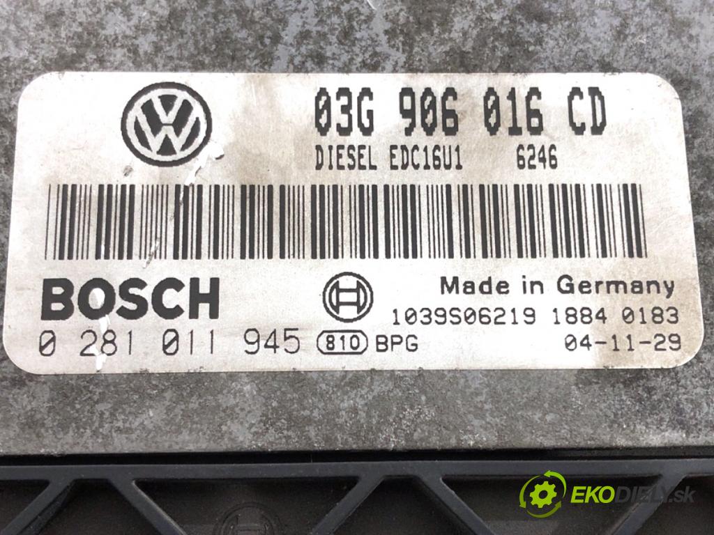 VW TOURAN nadwozie wielkoprzestrzenne (MPV) 2005 77 kW 1.9 TDI 1896 riadiaca jednotka Motor 03G906016CD (Riadiaca jednotka)