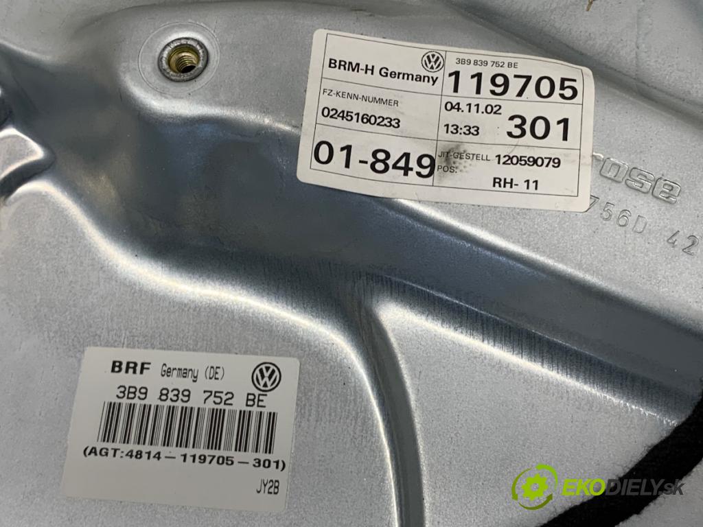 VW PASSAT B5 FL Kombi 2002 96 kW 1.9 TDI 1896 Mechanizmus okna pravy zad 3B9839752BE
