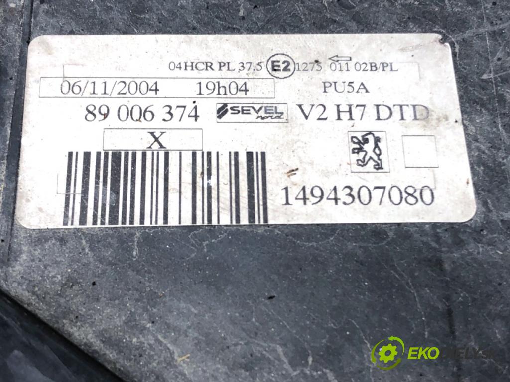 PEUGEOT 807 nadwozie wielkoprzestrzenne (MPV) 2004 94 kW 2.2 HDi 2179 Svetlomet pravy predný 89006374