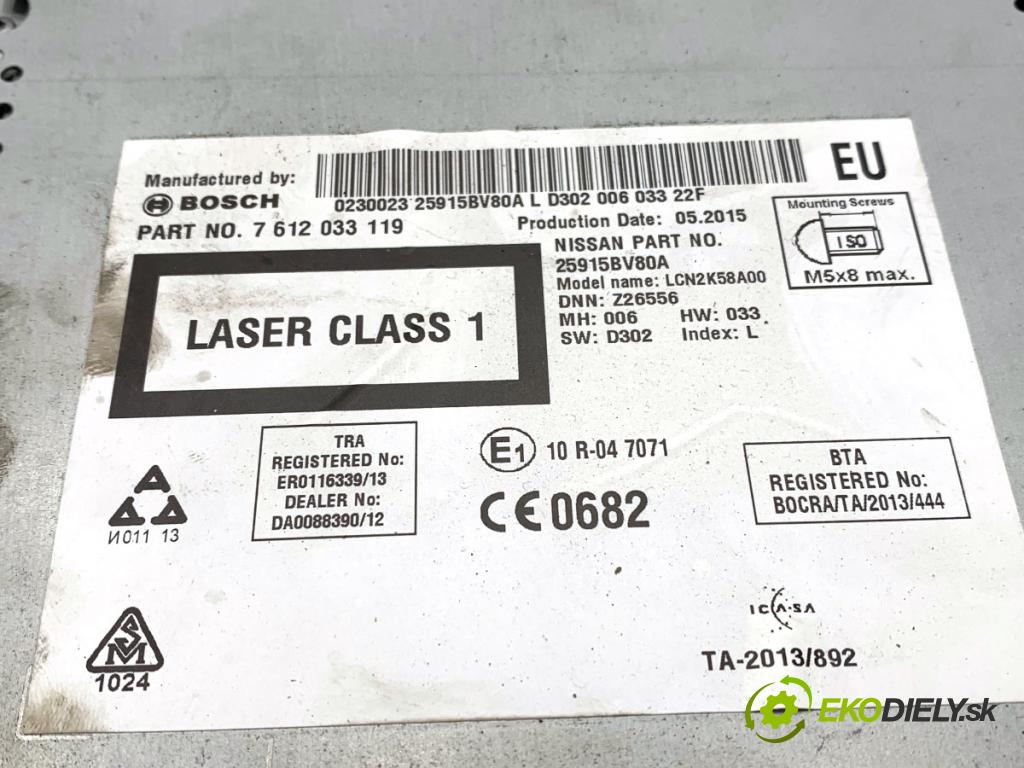 NISSAN JUKE F15 SUV 2015 81 kW 1.5 dCi 1461 RADIO 25915BV80A (Audio zariadenie)