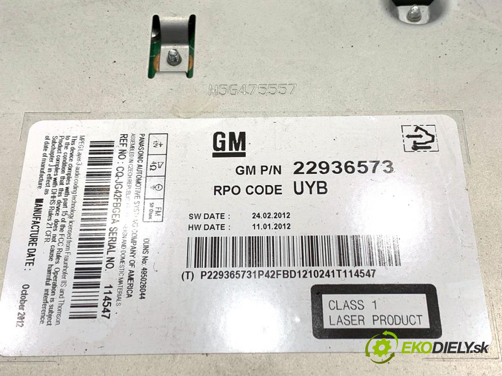 OPEL ASTRA J liftback 2012 103 kW 1.4 Turbo (68) 1364 RADIO 22936573 (Audio zariadenie)