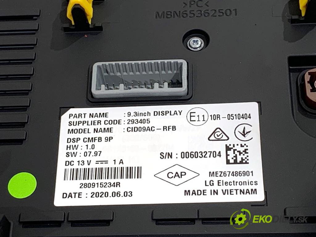 RENAULT CLIO V liftback 2020 74 kW 1.0 TCe 100 (B7MT) 999 RADIO Navigácia 280915234R (Audio zariadenie)