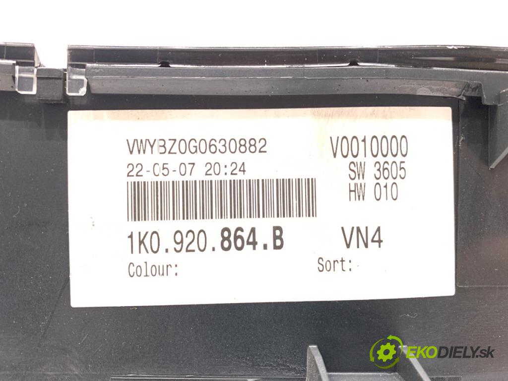 VW GOLF V liftback 2007 77 kW 1.9 TDI 1896 Prístrojovka 1K0920864B (Prístrojová doska)