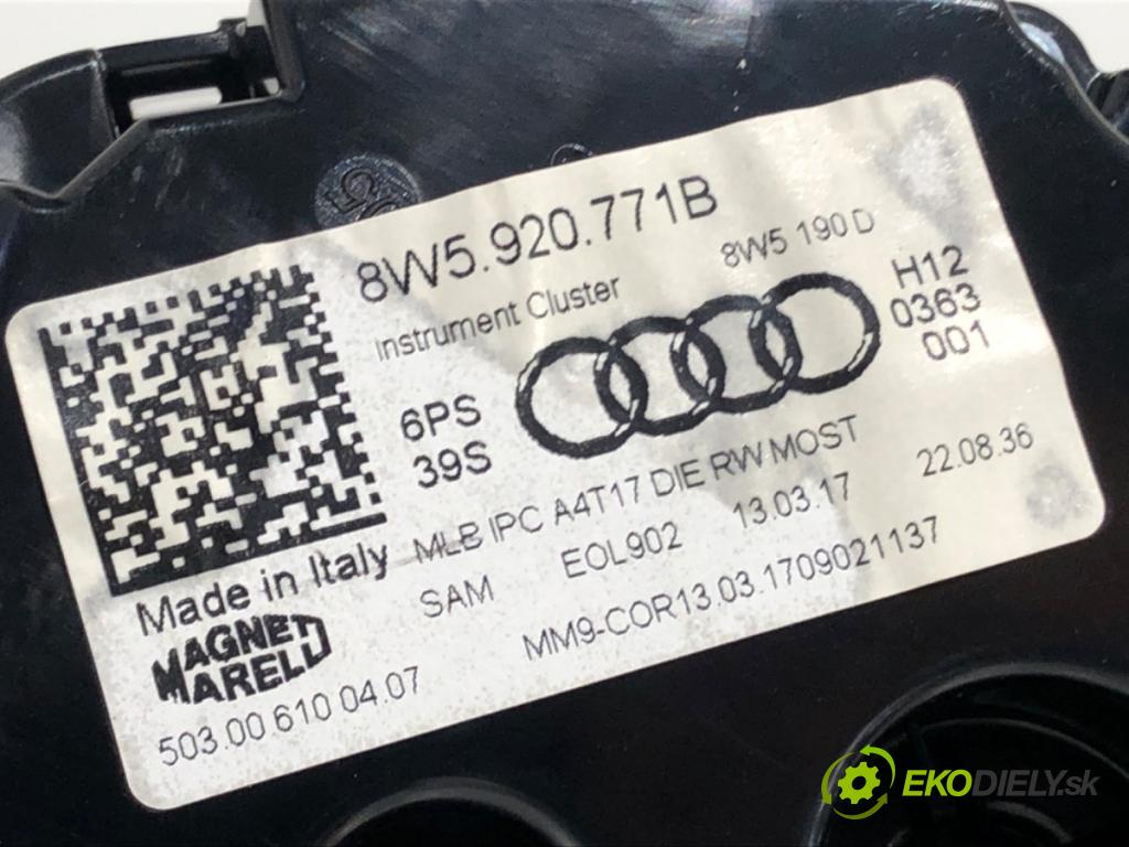 AUDI A4 B9 Kombi 2017 140 kW 2.0 TDI quattro 1968 Prístrojovka 8W5920771B (Prístrojová doska)