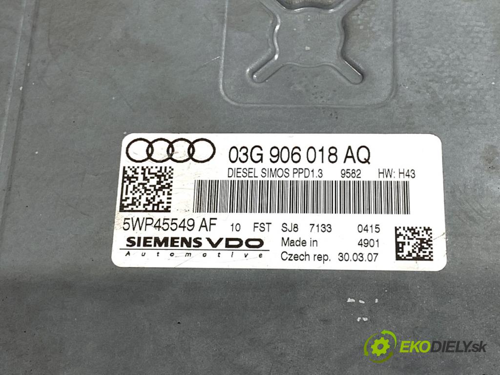 AUDI A4 B7 Kombi 2007 125 kW 2.0 TDI quattro 1968 riadiaca jednotka Motor 03G906018AQ (Riadiaca jednotka)