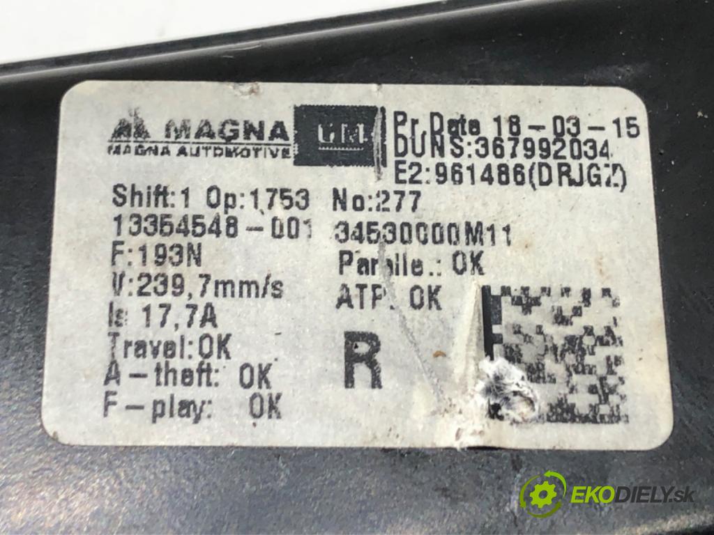 OPEL MERIVA B nadwozie wielkoprzestrzenne (MPV) 2015 88 kW 1.4 LPG (75) 1364 mechanismus okna pravý přední část 13354548