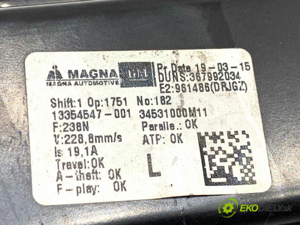 OPEL MERIVA B nadwozie wielkoprzestrzenne (MPV) 2015 88 kW 1.4 LPG (75) 1364 Mechanizmus okna ľavy predný 13354547