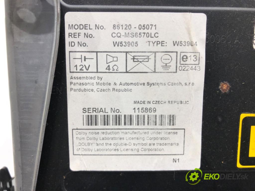 TOYOTA AVENSIS T25 liftback 2005 95 kW 1.8 (ZZT251_) 1794 RADIO 86120-05071 (Audio zařízení)