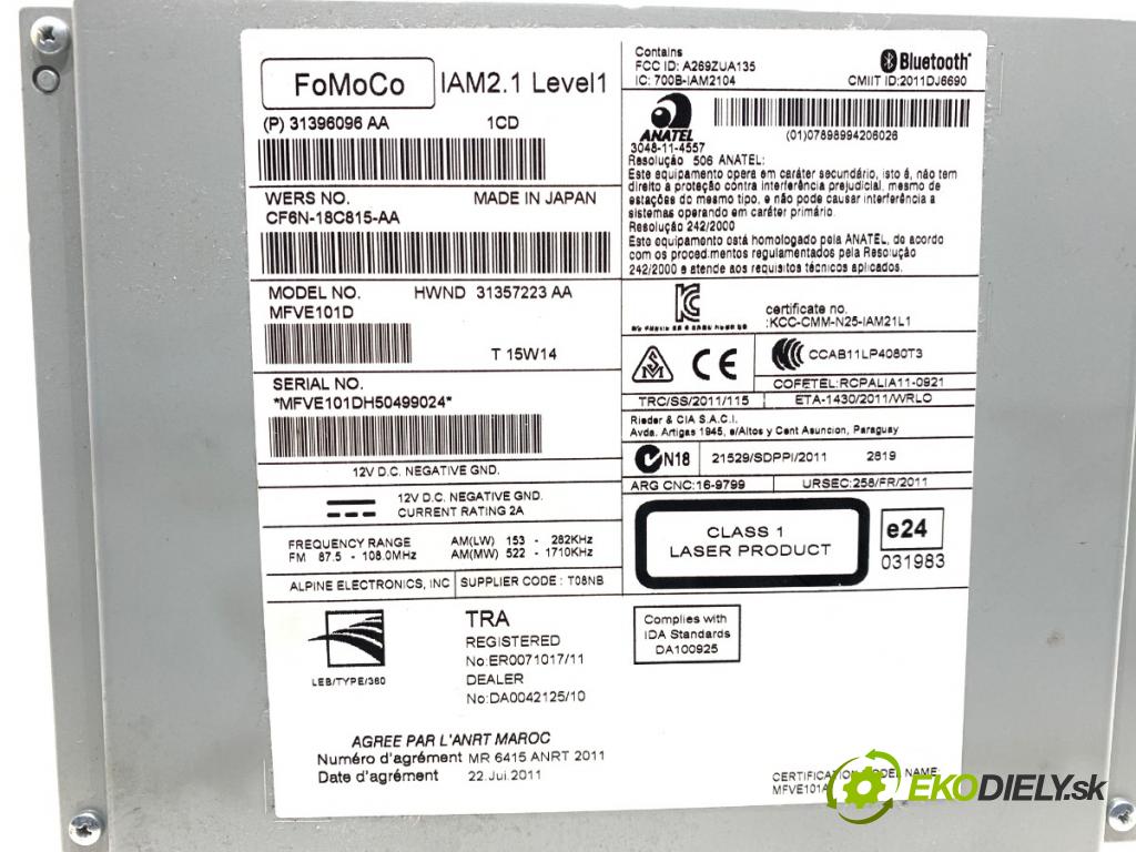 VOLVO V40 liftback 2015 88 kW D2 1969 RADIO 31396096 (Audio zariadenie)