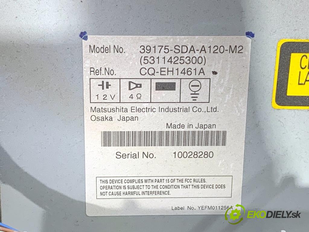 HONDA ACCORD VII sedan 2007 118 kW 2.4 Vtec E (CM5) 2354 RADIO 39175-SDA-A120-M2 (Audio zariadenie)