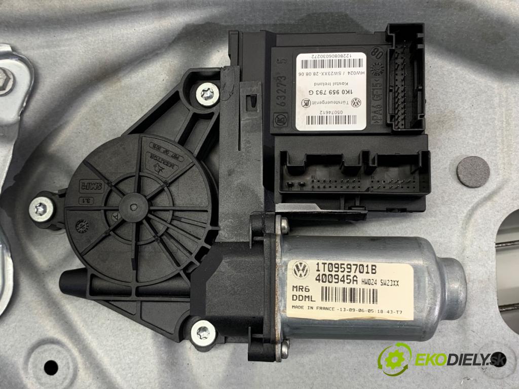 VW TOURAN nadwozie wielkoprzestrzenne (MPV) 2006 77 kW 1.9 TDI 1896 Mechanizmus okna ľavy predný 1T0959701B 1K0959793G