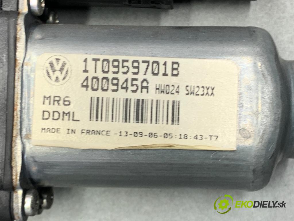 VW TOURAN nadwozie wielkoprzestrzenne (MPV) 2006 77 kW 1.9 TDI 1896 Mechanizmus okna ľavy predný 1T0959701B 1K0959793G