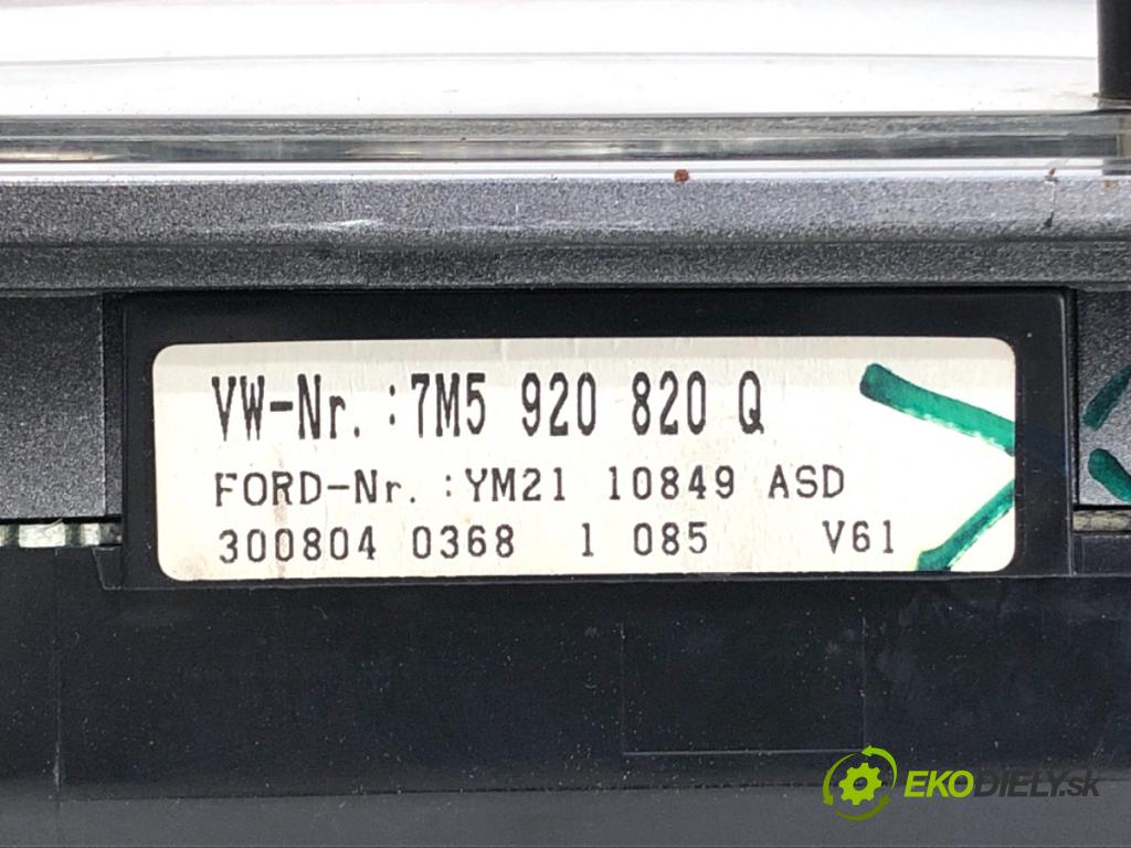 FORD GALAXY MK1 nadwozie wielkoprzestrzenne (MPV) 2004 96 kW 1.9 TDI 1896 Prístrojovka 7M5920820Q (Prístrojová doska)