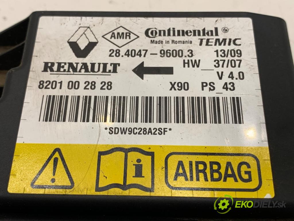 DACIA SANDERO liftback 2009 55 kW 1.4 (B30C, BS0C, BS0A, BS0G, BS1F, BS0E) 1390 senzor airbag 8201002828 (Snímač)