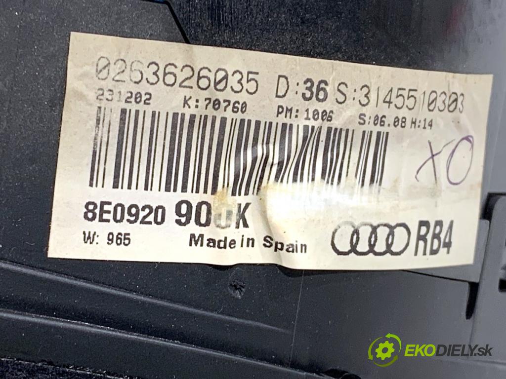AUDI A4 B6 sedan 2003 132 kW 2.5 TDI quattro 2496 Prístrojovka 8E0920900K (Prístrojová doska)