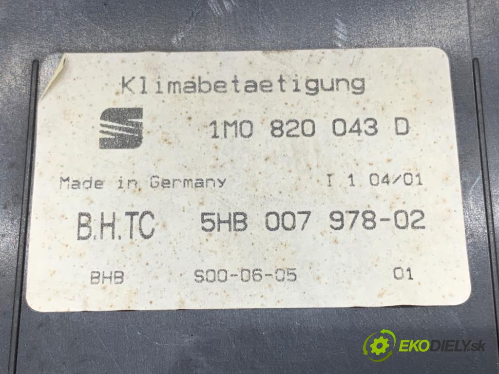 SEAT TOLEDO II sedan 2001 81 kW 1.9 TDI 1896 Panel ovládania kúrenia 1M0820043D (Prepínacie páčky pod volantom)