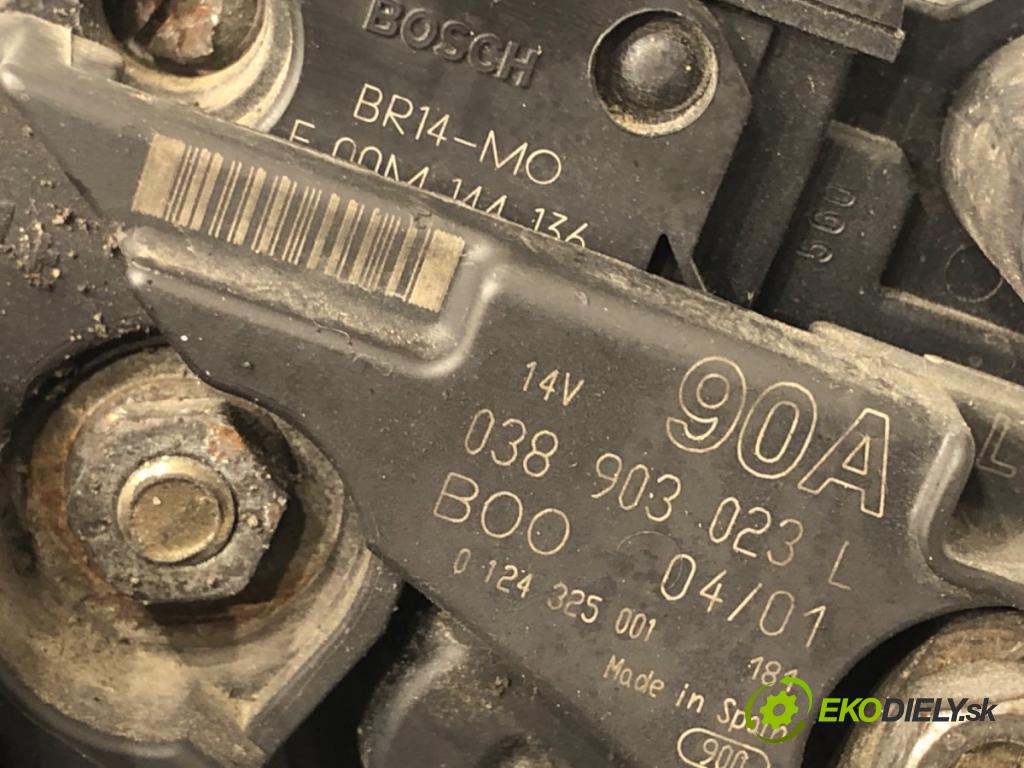 SEAT TOLEDO II sedan 2001 81 kW 1.9 TDI 1896 Alternátor 038903023L (Alternátor)