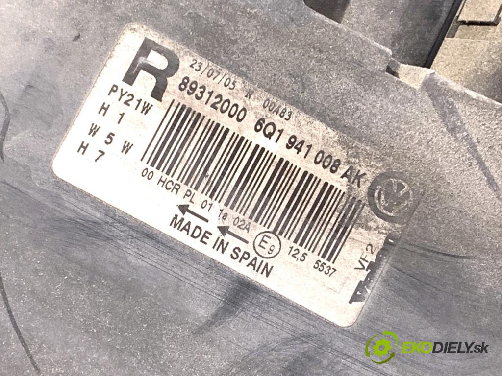 VW POLO IV 9N liftback 2005 47 kW 1.2 12V 1198 Svetlomet pravy predný 6Q1941008AK
