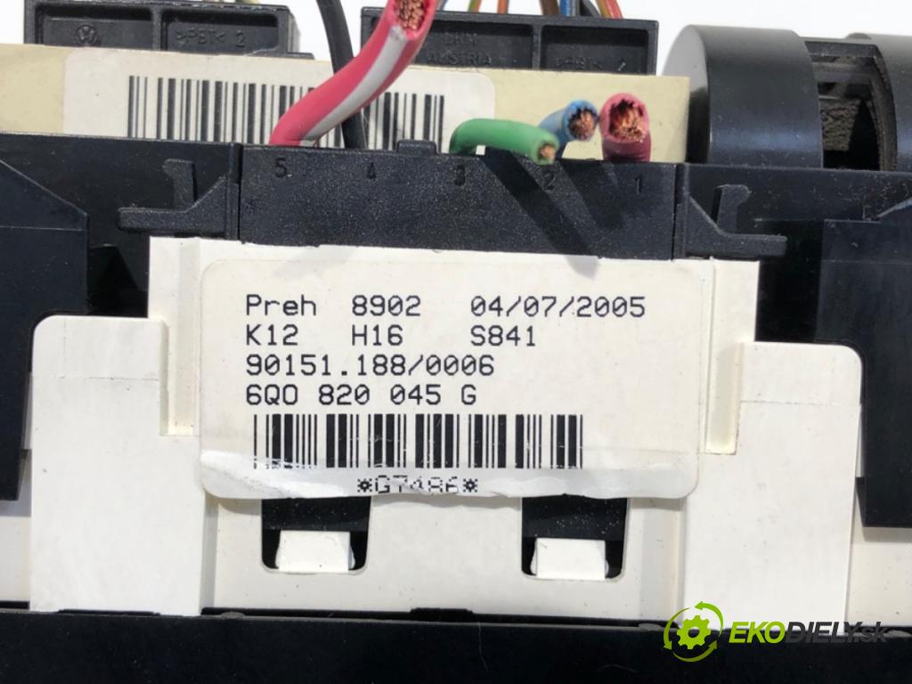 VW POLO IV 9N liftback 2005 47 kW 1.2 12V 1198 Panel ovládania kúrenia 6Q0820045G (Prepínacie páčky pod volantom)