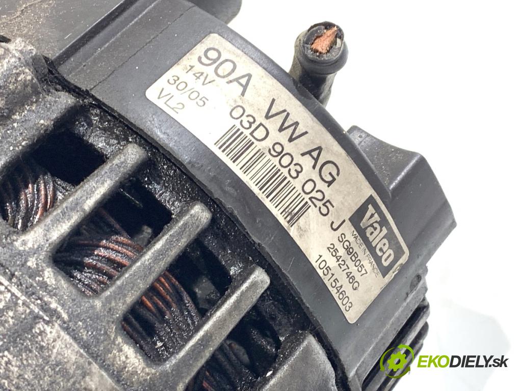 VW POLO IV 9N liftback 2005 47 kW 1.2 12V 1198 Alternátor 03D903025J (Alternátor)