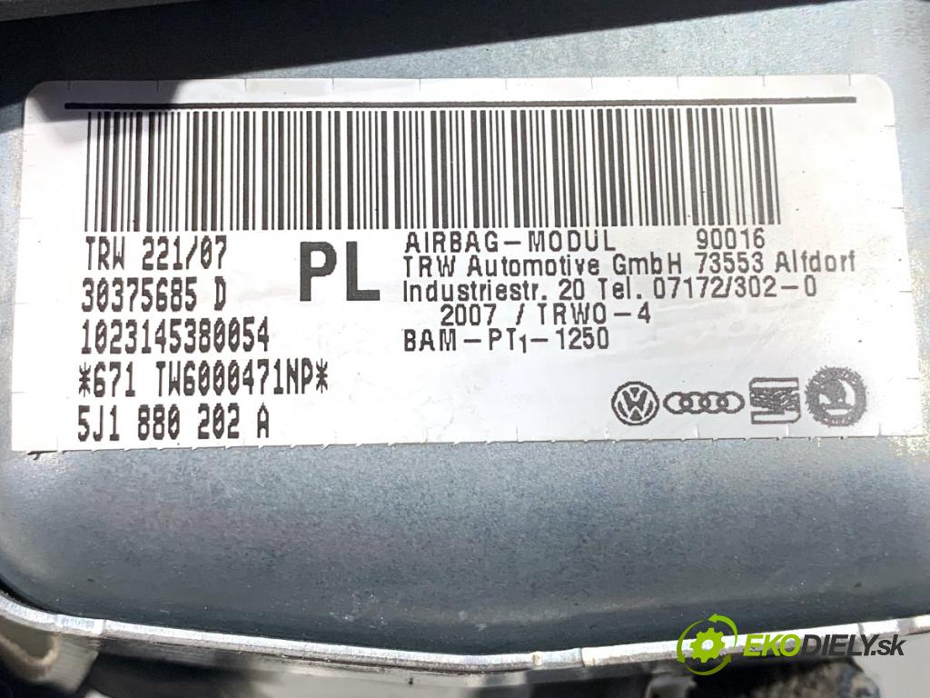 SKODA ROOMSTER nadwozie zamknięte / kombi 2007 59 kW 1.4 TDI 1422 AirBag spolujezdce 5J1880202A (Airbag)