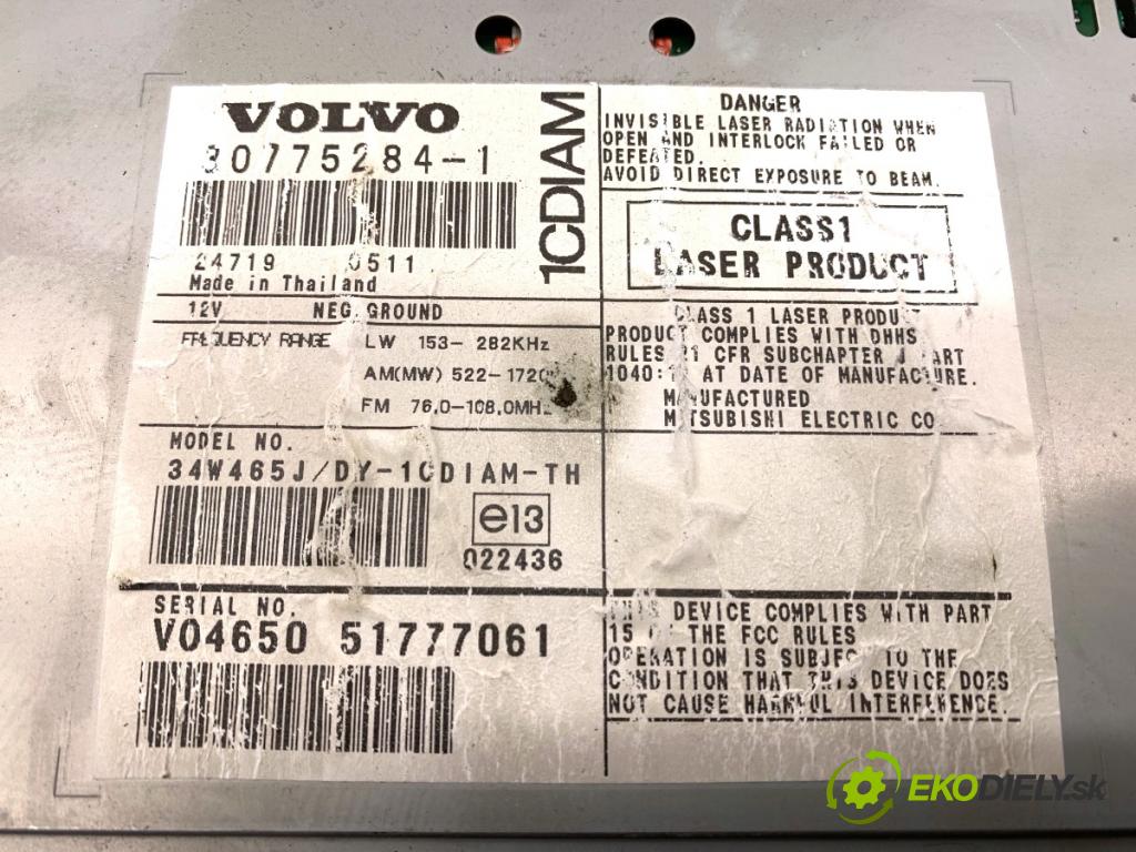 VOLVO V50 Kombi 2006 80 kW 1.6 D 1560 RADIO 30775284 (Audio zariadenie)