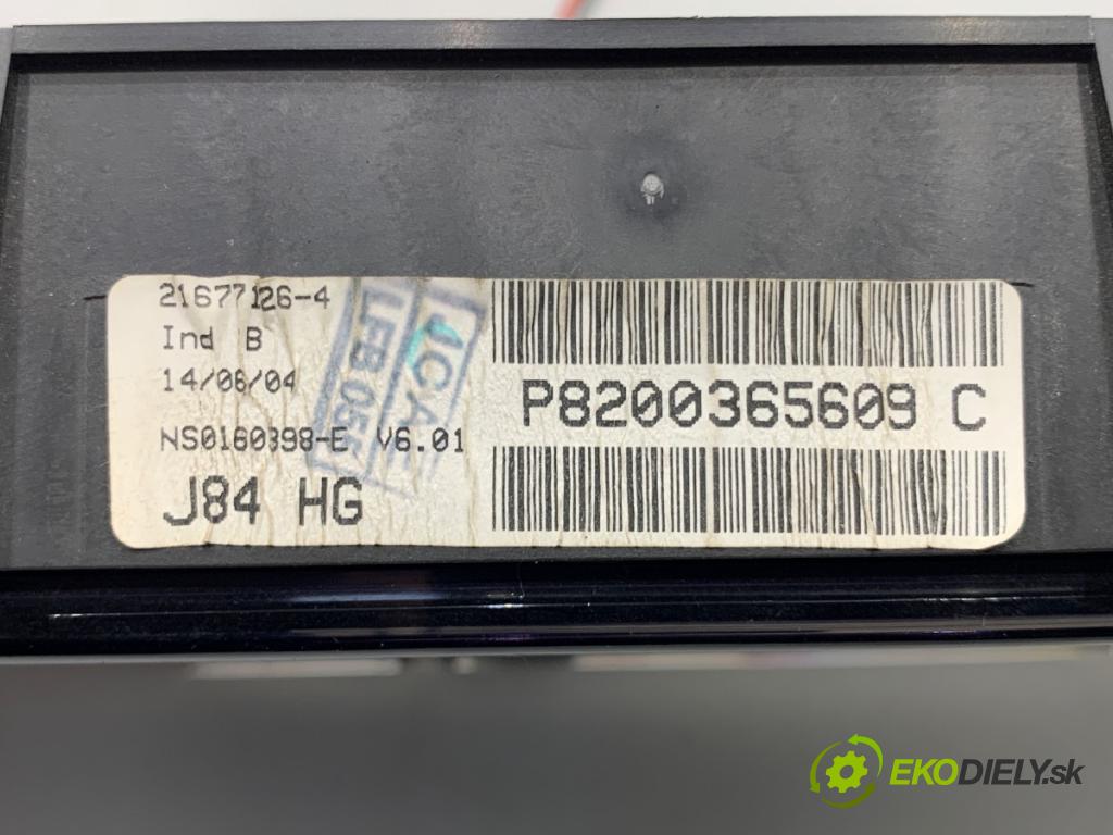 RENAULT SCÉNIC II nadwozie wielkoprzestrzenne (MPV) 2004 99 kW 2.0 (JM05, JM0U, JM1N, JM1U, JM2V) 1998 Prístrojovka P8200365609C (Prístrojová doska)