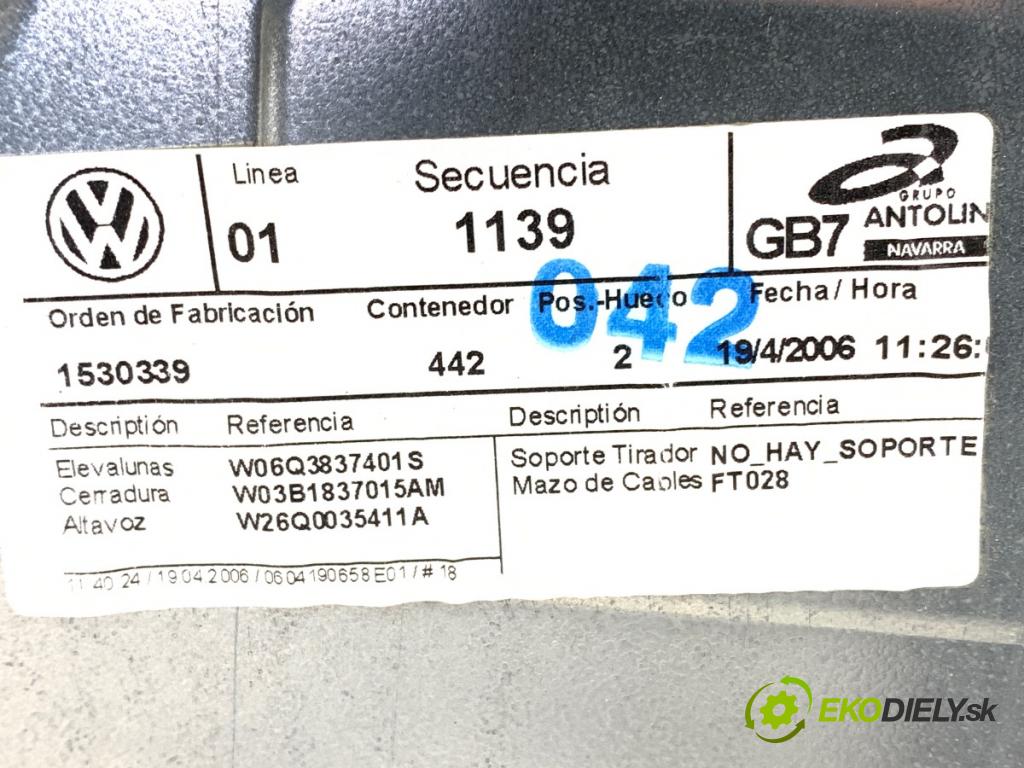 VW POLO IV 9N liftback 2006 55 kW 1.4 16V 1390 Mechanizmus okna ľavy predný 6Y2959802