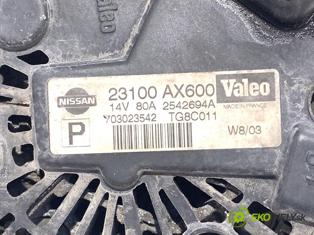 NISSAN MICRA K12 liftback 2003 59 kW 1.2 16V 1240 Alternátor 23100AX600 (Alternátor)