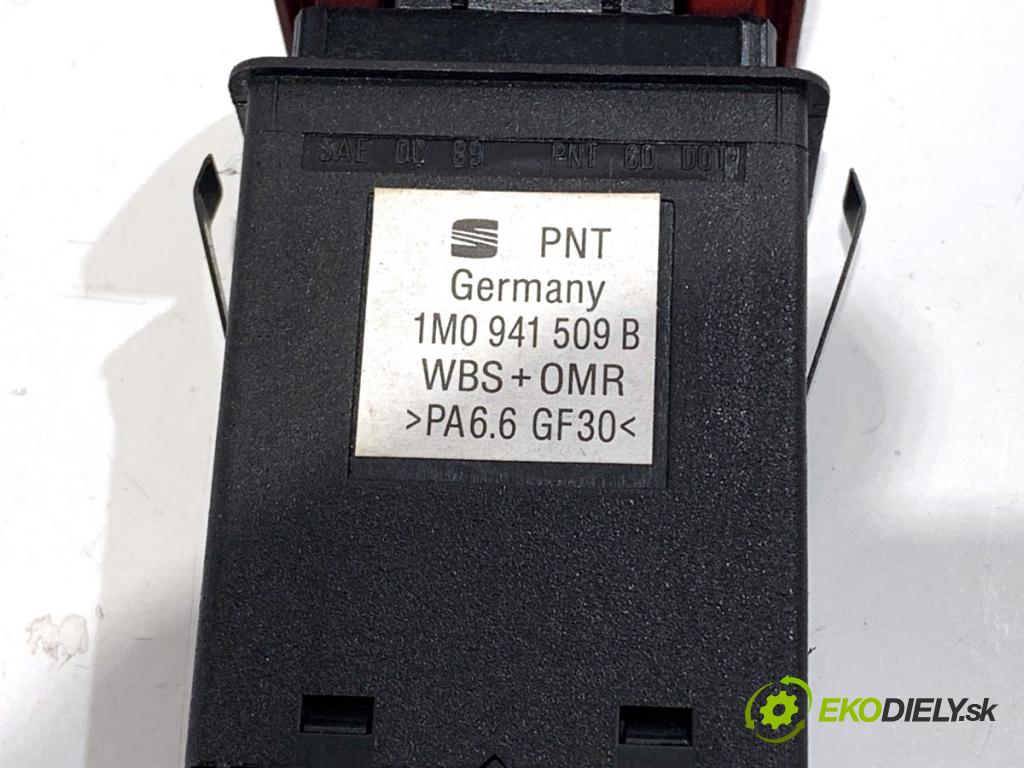 SEAT LEON I liftback 2002 66 kW 1.9 TDI 1896 Spínač svetiel výstražných (núdzových) 1M0941509B (Prepínacie páčky pod volantom)