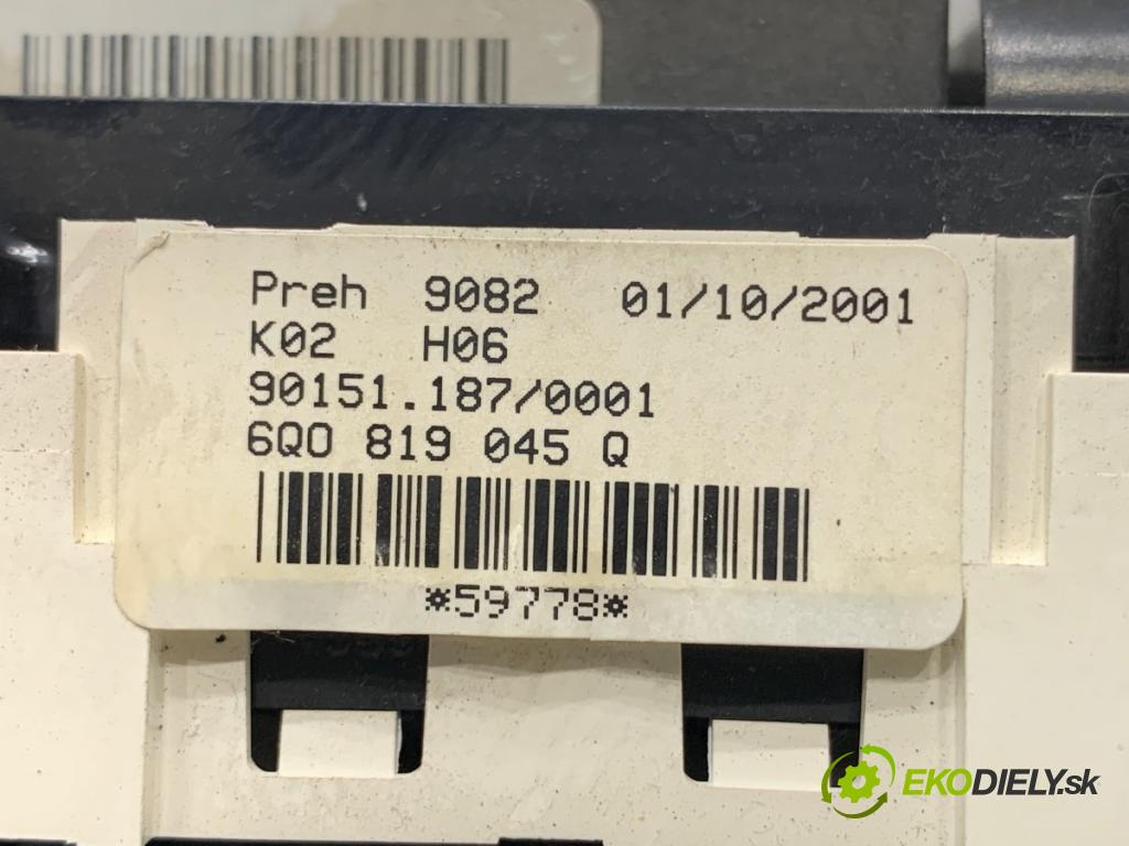 VW POLO IV 9N liftback 2002 55 kW 1.4 TDI 1422 Panel ovládania kúrenia 6Q0819045Q (Prepínacie páčky pod volantom)