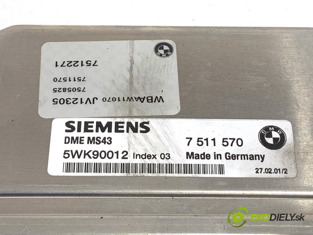BMW E46 Kombi 2001 125 kW 323 i 2494 riadiaca jednotka Motor 7511570 (Riadiaca jednotka)