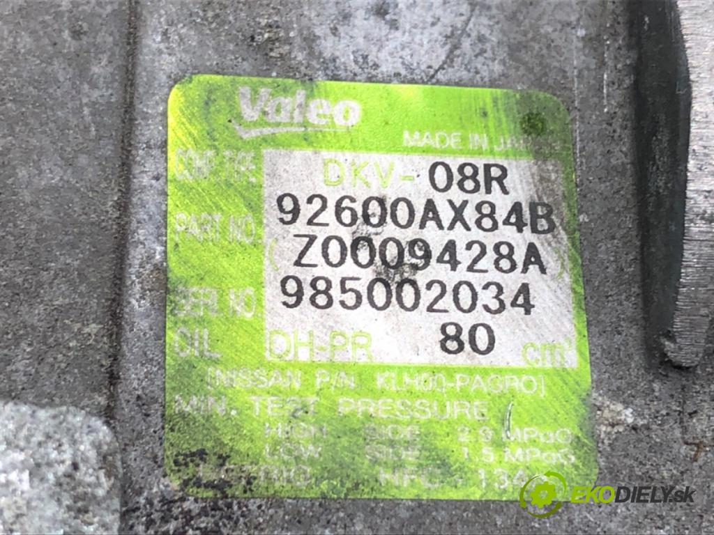NISSAN MICRA K12 liftback 2009 48 kW 1.2 16V 1240 Kompresor klimatizácie 92600AX84B (Kompresor klimatizácie)