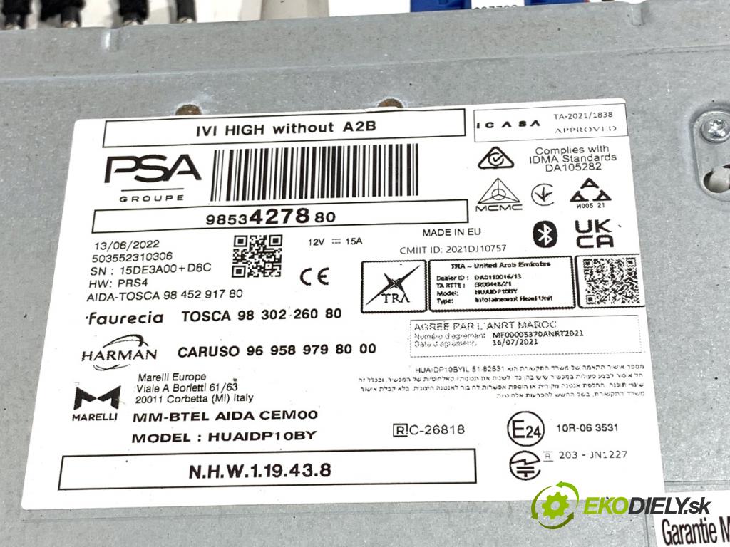 PEUGEOT 308 SW III Kombi 2022 96 kW PureTech 130 (FRHNSL, FRHNST) 1199 RADIO 9853427880 (Audio zariadenie)