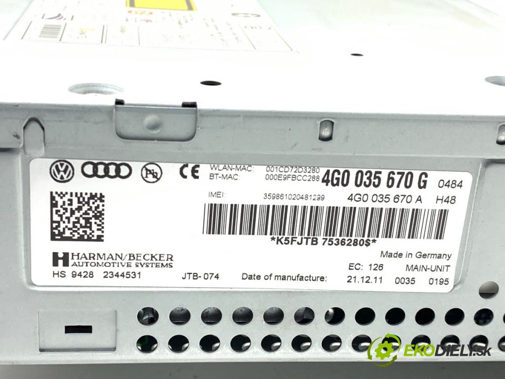 AUDI A7 4G liftback 2012 230 kW 3.0 TDI quattro 2967 RADIO 4G0035670G (Audio zariadenie)