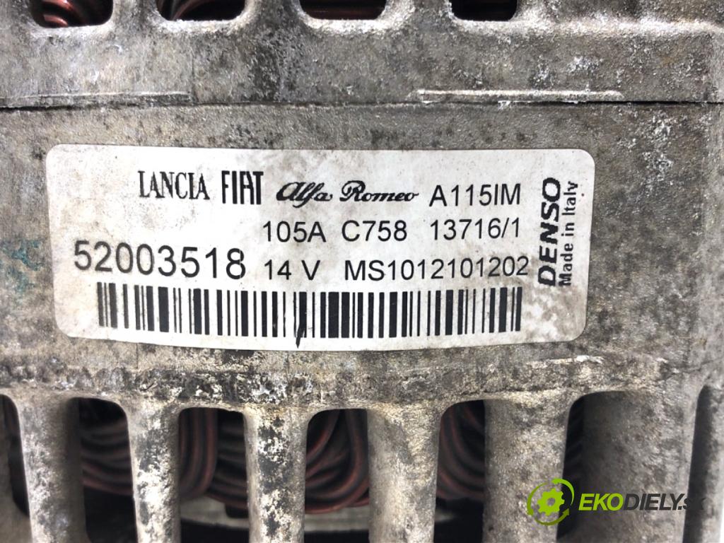 FIAT DOBLO II Nadwozie pełne/minivan 2016 66 kW 1.3 D Multijet 1248 Alternátor 52003518 (Alternátor)