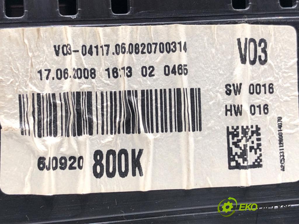 SEAT IBIZA IV liftback 2008 63 kW 1.4 1390 Prístrojovka 6J0920800K (Prístrojová doska)