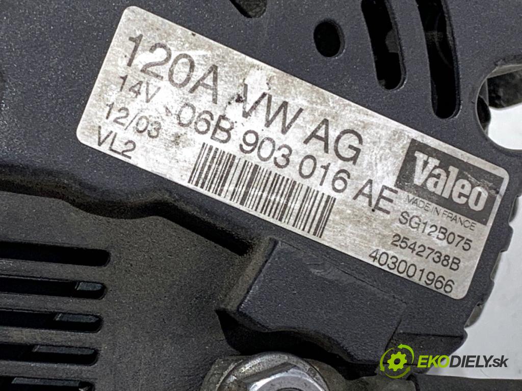 AUDI A4 B6 sedan 2003 75 kW 1.6 1595 Alternátor 06B903016AE (Alternátor)