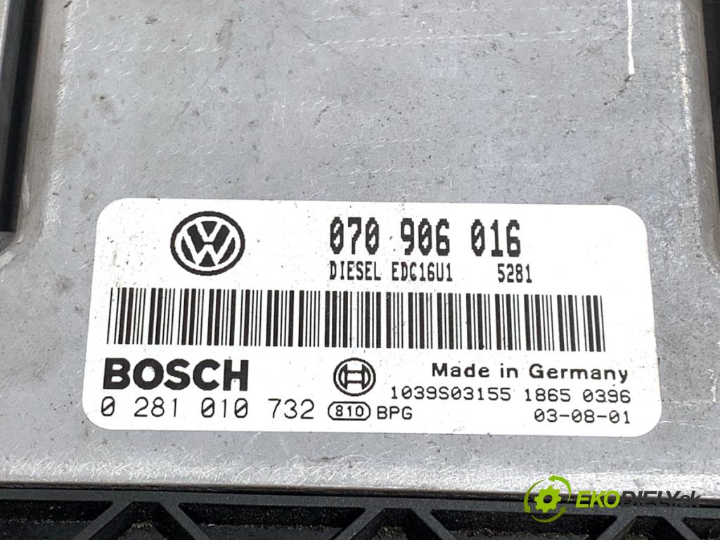 VW TRANSPORTER T5 Autobus 2003 96 kW 2.5 TDI 2461 riadiaca jednotka Motor 070906016 0281010732 (Riadiaca jednotka)