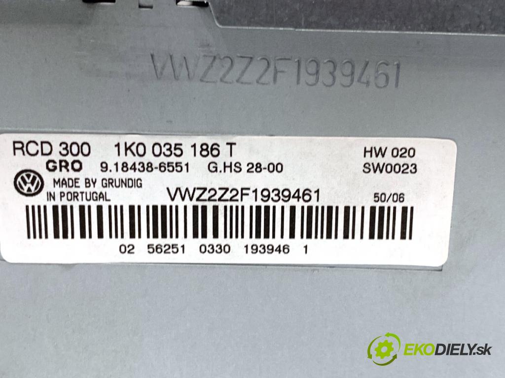 VW PASSAT B6 Kombi 2007 103 kW 2.0 TDI 1968 RADIO 1K0035186T (Audio zariadenie)
