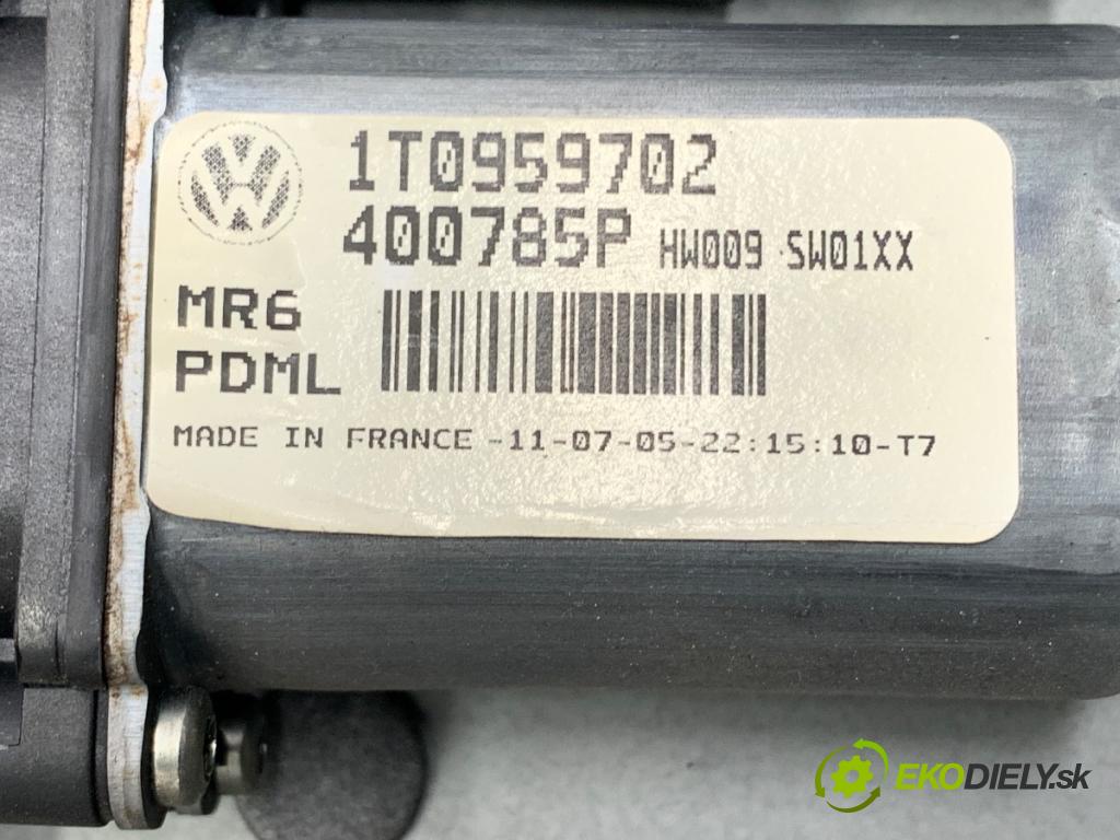VW TOURAN nadwozie wielkoprzestrzenne (MPV) 2005 103 kW 2.0 TDI 1968 mechanismus okna pravý přední část 1K0959792C 1T0959702