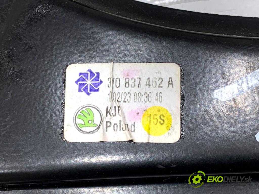SKODA SUPERB III Kombi 2023 110 kW 2.0 TDI 1968 mechanismus okna pravý přední část 3V0837462A