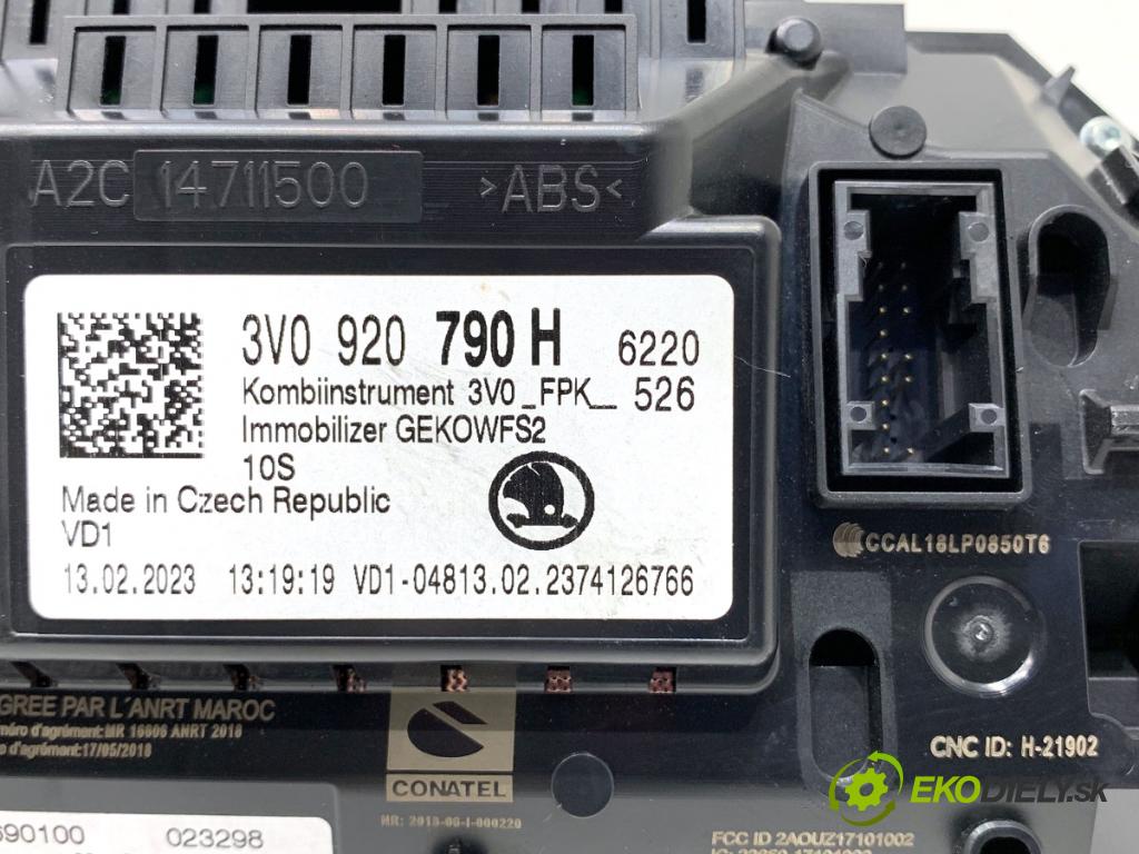 SKODA SUPERB III Kombi 2023 110 kW 2.0 TDI 1968 Prístrojovka 3V0920790H (Prístrojová doska)