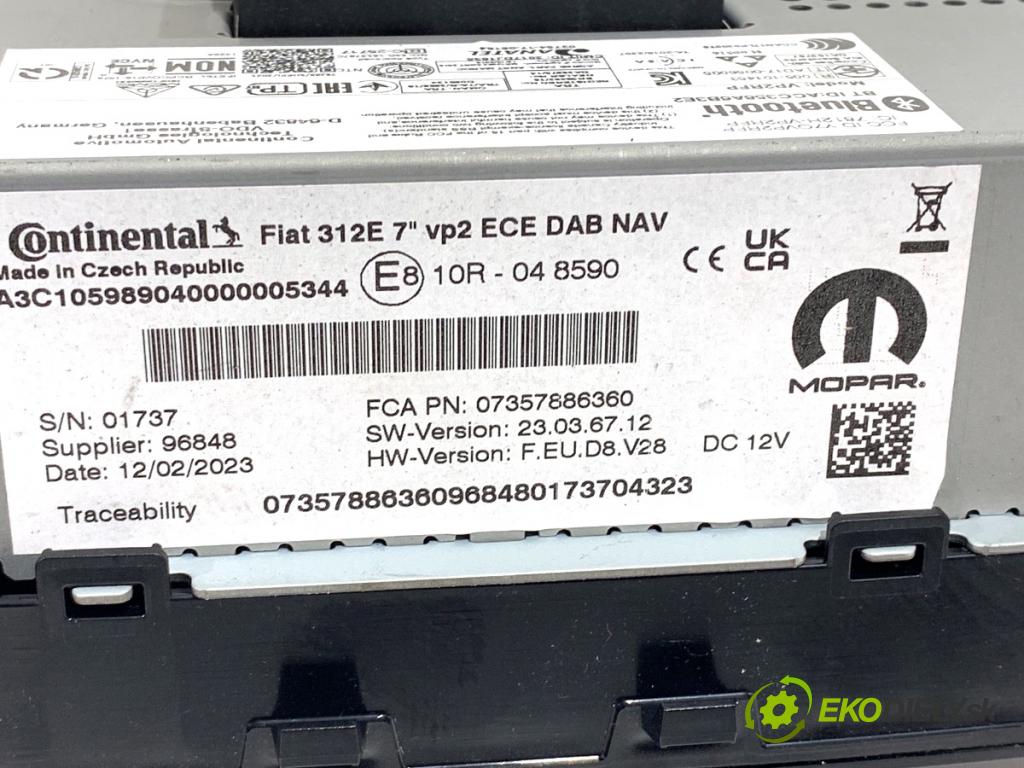 FIAT 500 liftback 2023 51 kW 1.0 Mild Hybrid (312.AYD1B) 999 RADIO Dislpej 07357886360