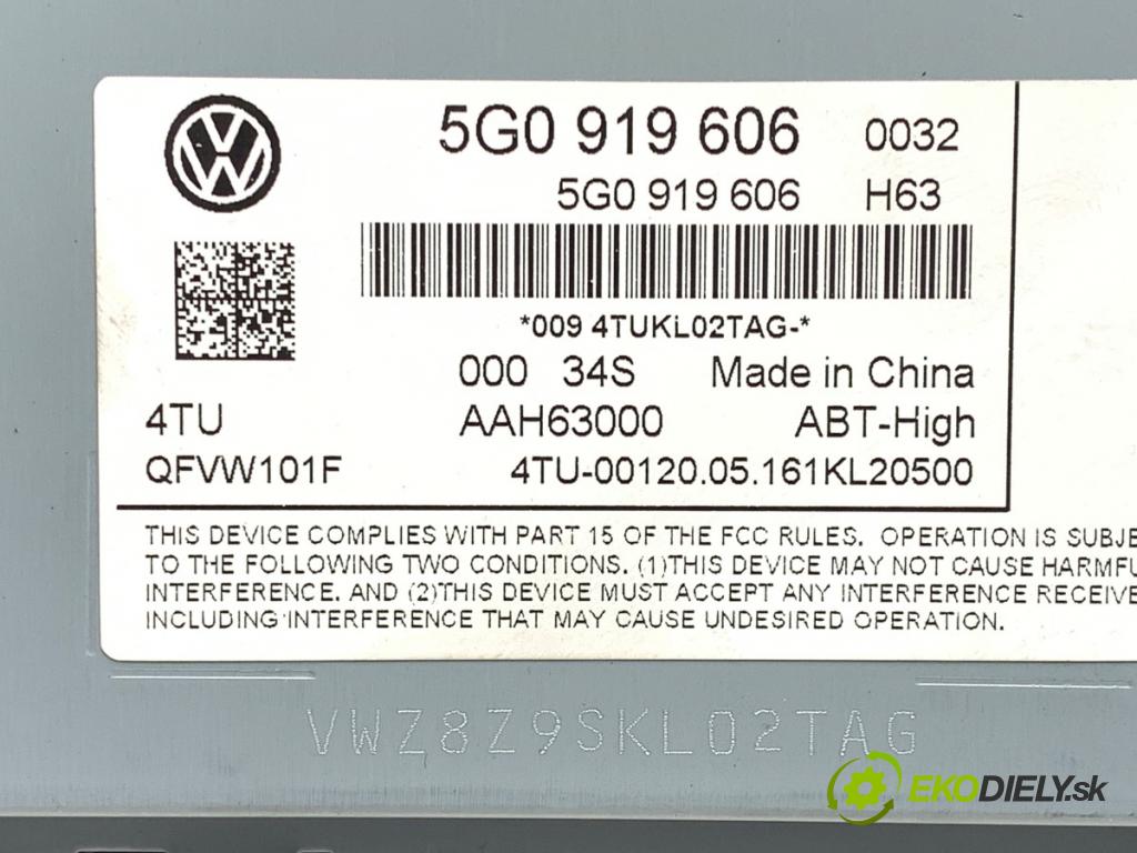 VW PASSAT B8 Kombi 2016 140 kW 2.0 TDI 1968 RADIO 5G0919606 (Audio zariadenie)