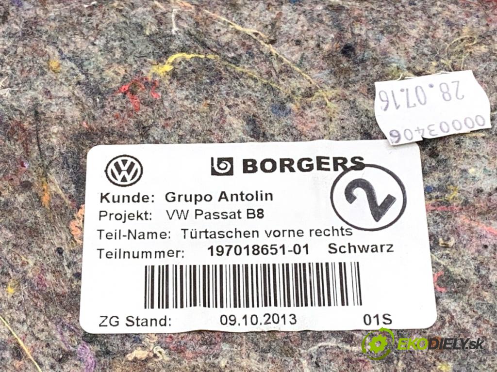 VW PASSAT B8 Kombi 2016 140 kW 2.0 TDI 1968 ča dveře pravý přední část 3G1867012