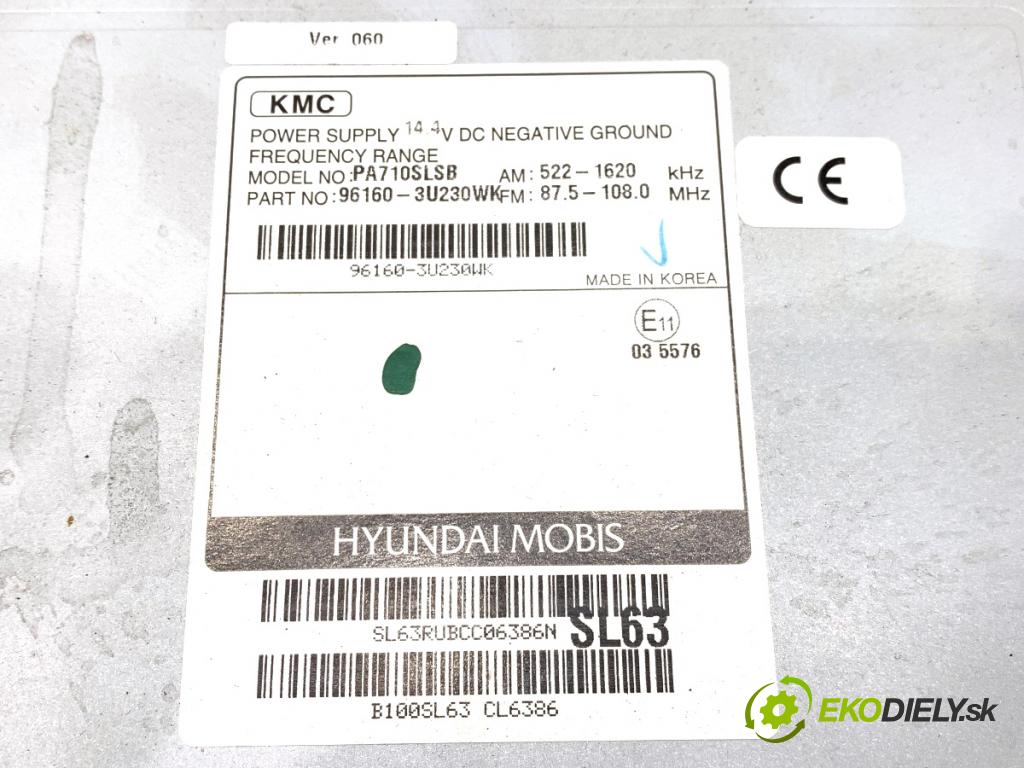 KIA SPORTAGE III SUV 2013 191 kW 2.0 AWD 1998 RADIO 96160-3U230WK (Audio zariadenie)