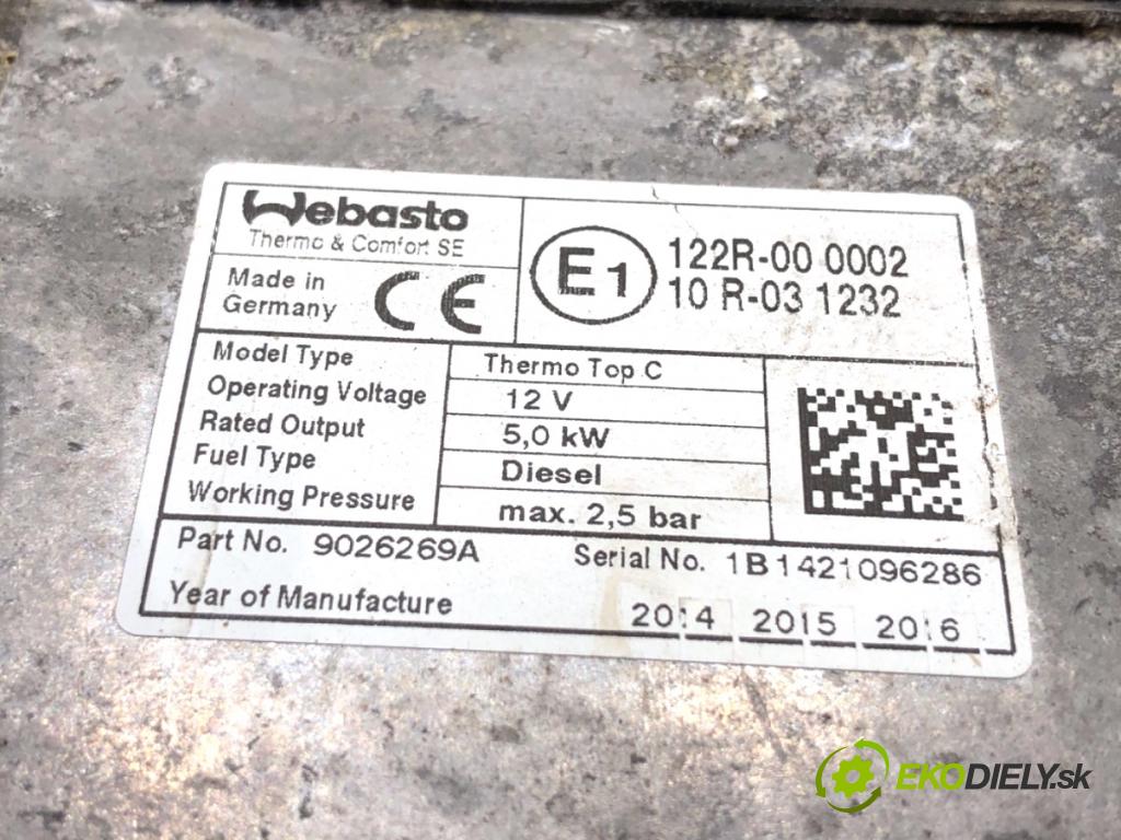 VW PHAETON sedan 2014 176 kW 3.0 V6 TDI 4motion 2967 Webasto 3D0815005BA (Webasto (nezávislé kúrenie))